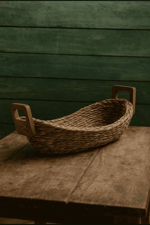 Fruit tray with wooden handle