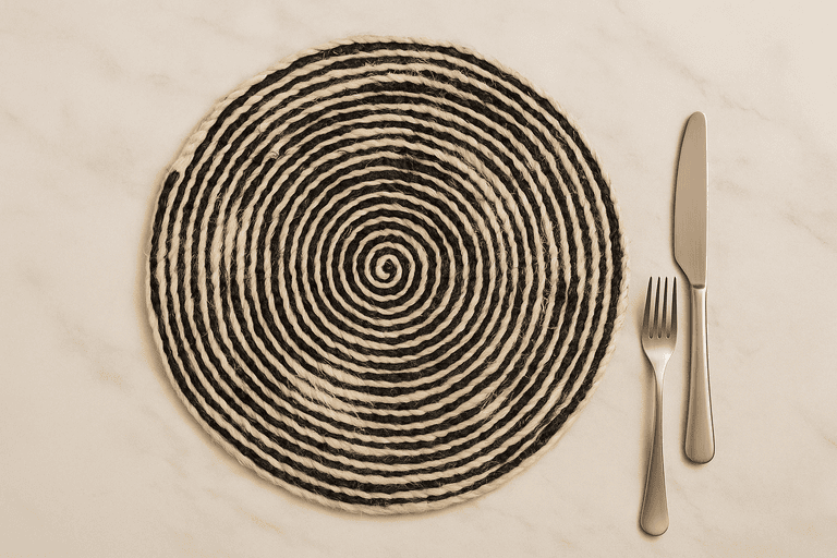 White black jute placemat